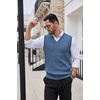 image:imageCOOFANDY Mens Sweater Vest Cable Knitted V Neck Slim Fit Sleeveless Pullover SweaterBlue