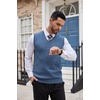image:imageCOOFANDY Mens Sweater Vest Cable Knitted V Neck Slim Fit Sleeveless Pullover SweaterBlue