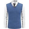 image:imageCOOFANDY Mens Sweater Vest Cable Knitted V Neck Slim Fit Sleeveless Pullover SweaterBlue