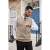 image:imageCOOFANDY Mens Sweater Vest Cable Knitted V Neck Slim Fit Sleeveless Pullover SweaterBrown