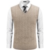 image:imageCOOFANDY Mens Sweater Vest Cable Knitted V Neck Slim Fit Sleeveless Pullover SweaterBrown