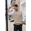image:imageCOOFANDY Mens Sweater Vest Cable Knitted V Neck Slim Fit Sleeveless Pullover SweaterBrown