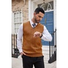 image:imageCOOFANDY Mens Sweater Vest Cable Knitted V Neck Slim Fit Sleeveless Pullover SweaterCaramel
