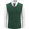 image:imageCOOFANDY Mens Sweater Vest Cable Knitted V Neck Slim Fit Sleeveless Pullover SweaterGreen