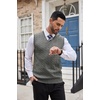 image:imageCOOFANDY Mens Sweater Vest Cable Knitted V Neck Slim Fit Sleeveless Pullover SweaterGrey