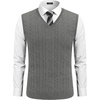 image:imageCOOFANDY Mens Sweater Vest Cable Knitted V Neck Slim Fit Sleeveless Pullover SweaterGrey