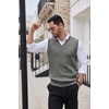 image:imageCOOFANDY Mens Sweater Vest Cable Knitted V Neck Slim Fit Sleeveless Pullover SweaterGrey