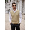 image:imageCOOFANDY Mens Sweater Vest Cable Knitted V Neck Slim Fit Sleeveless Pullover SweaterKhaki