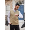 image:imageCOOFANDY Mens Sweater Vest Cable Knitted V Neck Slim Fit Sleeveless Pullover SweaterKhaki