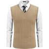 image:imageCOOFANDY Mens Sweater Vest Cable Knitted V Neck Slim Fit Sleeveless Pullover SweaterKhaki