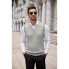 image:imageCOOFANDY Mens Sweater Vest Cable Knitted V Neck Slim Fit Sleeveless Pullover SweaterLight Grey