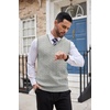 image:imageCOOFANDY Mens Sweater Vest Cable Knitted V Neck Slim Fit Sleeveless Pullover SweaterLight Grey
