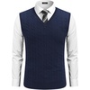 image:imageCOOFANDY Mens Sweater Vest Cable Knitted V Neck Slim Fit Sleeveless Pullover SweaterNavy Blue