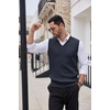 image:imageCOOFANDY Mens Sweater Vest Cable Knitted V Neck Slim Fit Sleeveless Pullover SweaterNavy Blue