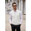 image:imageCOOFANDY Mens Sweater Vest Cable Knitted V Neck Slim Fit Sleeveless Pullover SweaterWhite