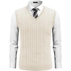 image:imageCOOFANDY Mens Sweater Vest Cable Knitted V Neck Slim Fit Sleeveless Pullover SweaterWhite