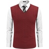 image:imageCOOFANDY Mens Sweater Vest Cable Knitted V Neck Slim Fit Sleeveless Pullover SweaterWine Red