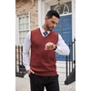 image:imageCOOFANDY Mens Sweater Vest Cable Knitted V Neck Slim Fit Sleeveless Pullover SweaterWine Red