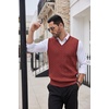 image:imageCOOFANDY Mens Sweater Vest Cable Knitted V Neck Slim Fit Sleeveless Pullover SweaterWine Red