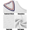 image:imageCOOFANDY Mens Sweater Vest V Neck Casual Sleeveless Pullover Striped Cable Knit Sweater VestAll White
