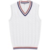image:imageCOOFANDY Mens Sweater Vest V Neck Casual Sleeveless Pullover Striped Cable Knit Sweater VestAll White