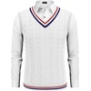 image:imageCOOFANDY Mens Sweater Vest V Neck Casual Sleeveless Pullover Striped Cable Knit Sweater VestAll White