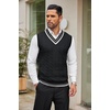 image:imageCOOFANDY Mens Sweater Vest V Neck Casual Sleeveless Pullover Striped Cable Knit Sweater VestBlack
