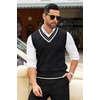 image:imageCOOFANDY Mens Sweater Vest V Neck Casual Sleeveless Pullover Striped Cable Knit Sweater VestBlack