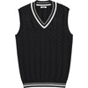 image:imageCOOFANDY Mens Sweater Vest V Neck Casual Sleeveless Pullover Striped Cable Knit Sweater VestBlack