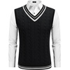 image:imageCOOFANDY Mens Sweater Vest V Neck Casual Sleeveless Pullover Striped Cable Knit Sweater VestBlack