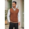 image:imageCOOFANDY Mens Sweater Vest V Neck Casual Sleeveless Pullover Striped Cable Knit Sweater VestCaramel