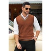 image:imageCOOFANDY Mens Sweater Vest V Neck Casual Sleeveless Pullover Striped Cable Knit Sweater VestCaramel