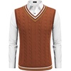 image:imageCOOFANDY Mens Sweater Vest V Neck Casual Sleeveless Pullover Striped Cable Knit Sweater VestCaramel