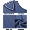 image:imageCOOFANDY Mens Sweater Vest V Neck Casual Sleeveless Pullover Striped Cable Knit Sweater VestDark Blue