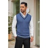 image:imageCOOFANDY Mens Sweater Vest V Neck Casual Sleeveless Pullover Striped Cable Knit Sweater VestDark Blue