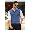 image:imageCOOFANDY Mens Sweater Vest V Neck Casual Sleeveless Pullover Striped Cable Knit Sweater VestDark Blue