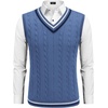image:imageCOOFANDY Mens Sweater Vest V Neck Casual Sleeveless Pullover Striped Cable Knit Sweater VestDark Blue