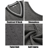 image:imageCOOFANDY Mens Sweater Vest V Neck Casual Sleeveless Pullover Striped Cable Knit Sweater VestDark Grey