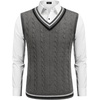 image:imageCOOFANDY Mens Sweater Vest V Neck Casual Sleeveless Pullover Striped Cable Knit Sweater VestDark Grey