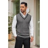 image:imageCOOFANDY Mens Sweater Vest V Neck Casual Sleeveless Pullover Striped Cable Knit Sweater VestDark Grey
