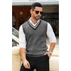 image:imageCOOFANDY Mens Sweater Vest V Neck Casual Sleeveless Pullover Striped Cable Knit Sweater VestDark Grey