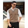 image:imageCOOFANDY Mens Sweater Vest V Neck Casual Sleeveless Pullover Striped Cable Knit Sweater VestDark Khaki