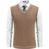 image:imageCOOFANDY Mens Sweater Vest V Neck Casual Sleeveless Pullover Striped Cable Knit Sweater VestDark Khaki
