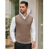 image:imageCOOFANDY Mens Sweater Vest V Neck Casual Sleeveless Pullover Striped Cable Knit Sweater VestDark Khaki