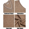 image:imageCOOFANDY Mens Sweater Vest V Neck Casual Sleeveless Pullover Striped Cable Knit Sweater VestDark Khaki