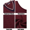 image:imageCOOFANDY Mens Sweater Vest V Neck Casual Sleeveless Pullover Striped Cable Knit Sweater VestDark Red