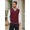 image:imageCOOFANDY Mens Sweater Vest V Neck Casual Sleeveless Pullover Striped Cable Knit Sweater VestDark Red