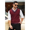 image:imageCOOFANDY Mens Sweater Vest V Neck Casual Sleeveless Pullover Striped Cable Knit Sweater VestDark Red