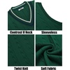 image:imageCOOFANDY Mens Sweater Vest V Neck Casual Sleeveless Pullover Striped Cable Knit Sweater VestGreen