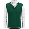 image:imageCOOFANDY Mens Sweater Vest V Neck Casual Sleeveless Pullover Striped Cable Knit Sweater VestGreen